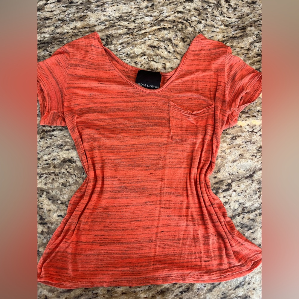 Harlowe & Graham Red Striped Short Sleeve Tee